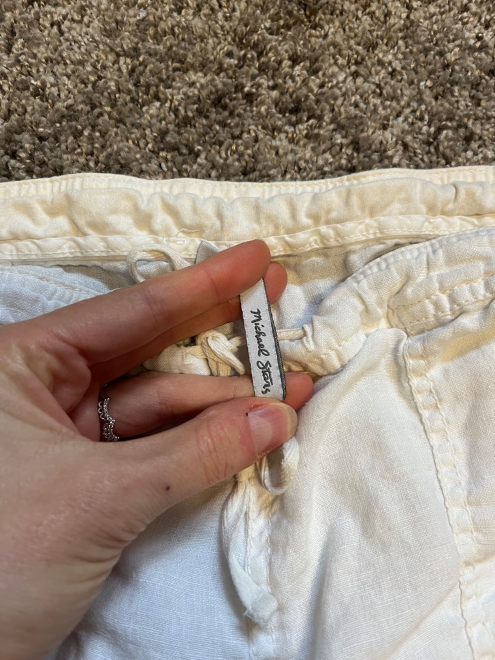 Michael Stars White Linen Drawstring Pants - Picture 2 of 4